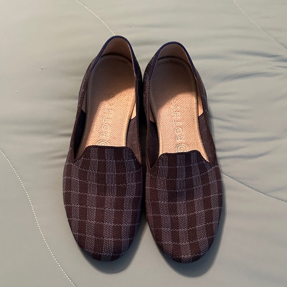 Rothy's Blue Checkered Loafers